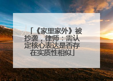 《家里家外》被抄袭，律师：需认定核心表达是否存在实质性相似