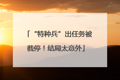“特种兵”出任务被截停！结局太意外