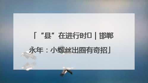 “县”在进行时⑬｜邯郸永年：小螺丝出圈有奇招