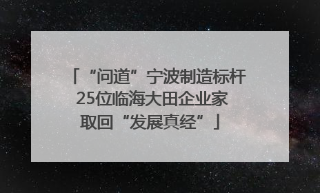 “问道”宁波制造标杆 25位临海大田企业家取回“发展真经”