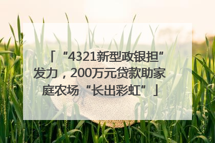 “4321新型政银担”发力，200万元贷款助家庭农场“长出彩虹”
