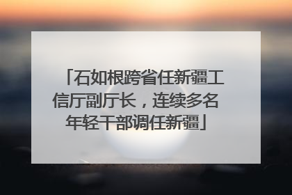 石如根跨省任新疆工信厅副厅长，连续多名年轻干部调任新疆