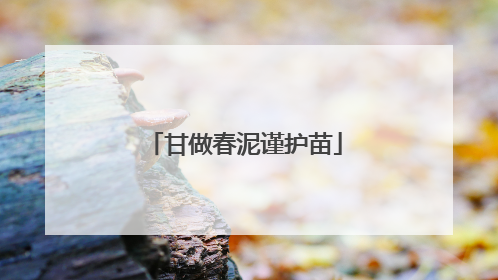 甘做春泥谨护苗