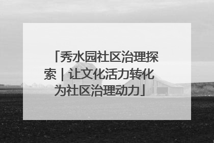 秀水园社区治理探索｜让文化活力转化为社区治理动力