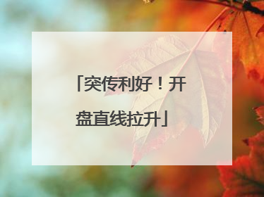突传利好！开盘直线拉升