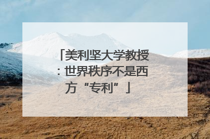 美利坚大学教授：世界秩序不是西方“专利”