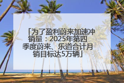 为了盈利蔚来加速冲销量：2025年第四季度蔚来、乐道合计月销目标达5万辆