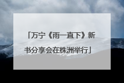 万宁《雨一直下》新书分享会在株洲举行
