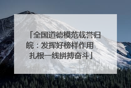 全国道德模范载誉归皖：发挥好榜样作用 扎根一线拼搏奋斗
