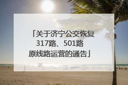 关于济宁公交恢复317路、501路原线路运营的通告