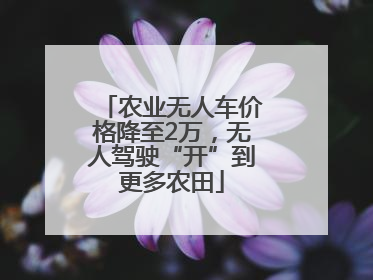 农业无人车价格降至2万，无人驾驶“开”到更多农田