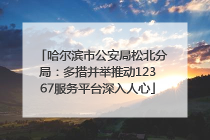 哈尔滨市公安局松北分局：多措并举推动12367服务平台深入人心
