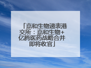 嘉和生物递表港交所：嘉和生物+亿腾医药战略合并即将收官