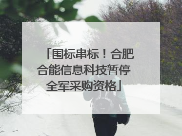 围标串标！合肥合能信息科技暂停全军采购资格