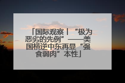 国际观察丨“极为恶劣的先例”——美国横逆中东再显“强食弱肉”本性