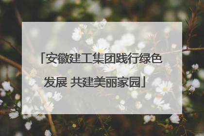 安徽建工集团践行绿色发展 共建美丽家园