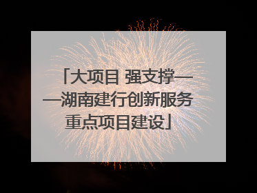 大项目 强支撑——湖南建行创新服务重点项目建设