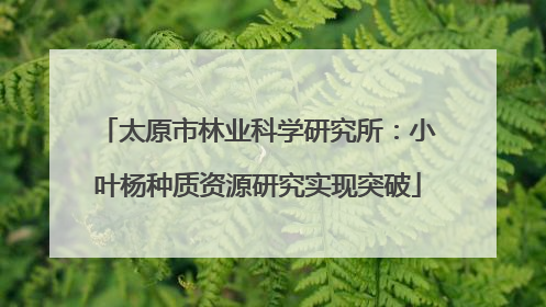 太原市林业科学研究所：小叶杨种质资源研究实现突破