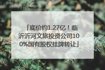 底价约1.27亿！临沂沂河文旅投资公司100%国有股权挂牌转让