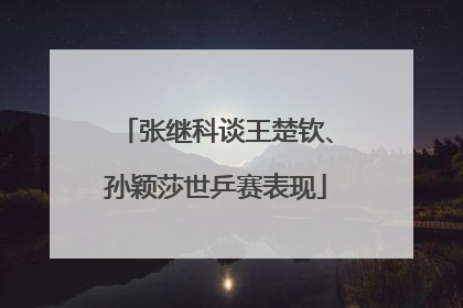 张继科谈王楚钦、孙颖莎世乒赛表现