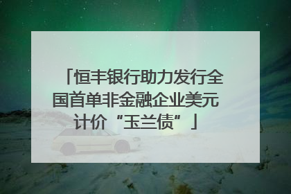 恒丰银行助力发行全国首单非金融企业美元计价“玉兰债”