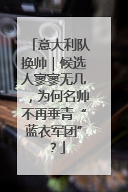 意大利队换帅｜候选人寥寥无几，为何名帅不再垂青“蓝衣军团”？