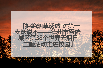 拒绝烟草诱惑 对第一支烟说不——德州市暨陵城区第38个世界无烟日主题活动走进校园