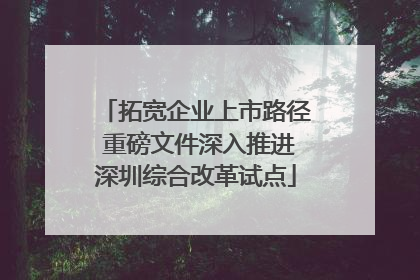 拓宽企业上市路径 重磅文件深入推进深圳综合改革试点