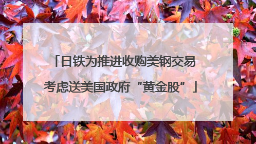 日铁为推进收购美钢交易 考虑送美国政府“黄金股”