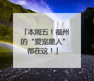 本周五！福州的“爱宠星人”都在这！