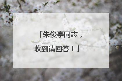 朱俊亭同志，收到请回答！