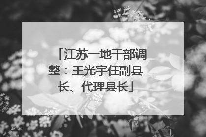 江苏一地干部调整：王光宇任副县长、代理县长