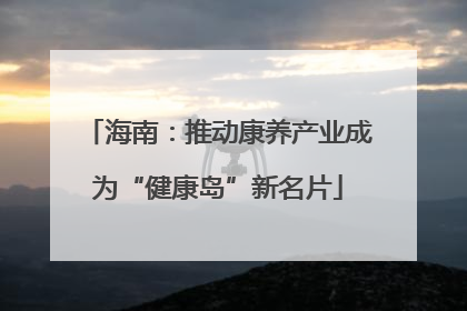 海南：推动康养产业成为“健康岛”新名片
