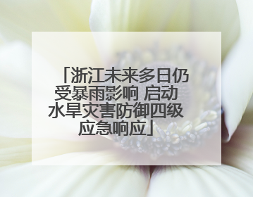 浙江未来多日仍受暴雨影响 启动水旱灾害防御四级应急响应