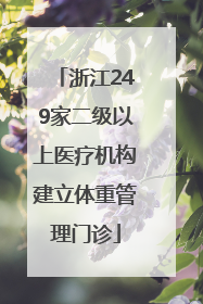 浙江249家二级以上医疗机构建立体重管理门诊