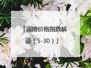 淄博价格指数解读（5-30）