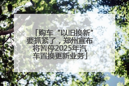 购车“以旧换新”要抓紧了，郑州宣布将暂停2025年汽车置换更新业务