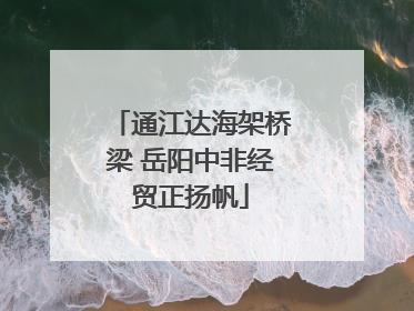 通江达海架桥梁 岳阳中非经贸正扬帆