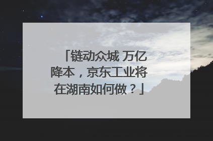 链动众城 万亿降本，京东工业将在湖南如何做？