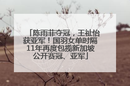 陈雨菲夺冠，王祉怡获亚军！国羽女单时隔11年再度包揽新加坡公开赛冠、亚军