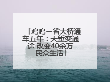 鸡鸣三省大桥通车五年：天堑变通途 改变40余万民众生活