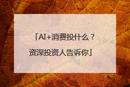 AI+消费投什么？资深投资人告诉你
